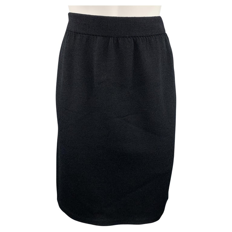 ST. JOHN Size 4 Black Knitted Wool / Rayon Pencil Skirt For Sale at 1stDibs