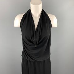 ST. JOHN Size 6 Black Acetate Blend Halter Cocktail Dress