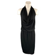 ST. I. Johns Taglia 6 Abito da Cocktail con Halter in Acetato Nero