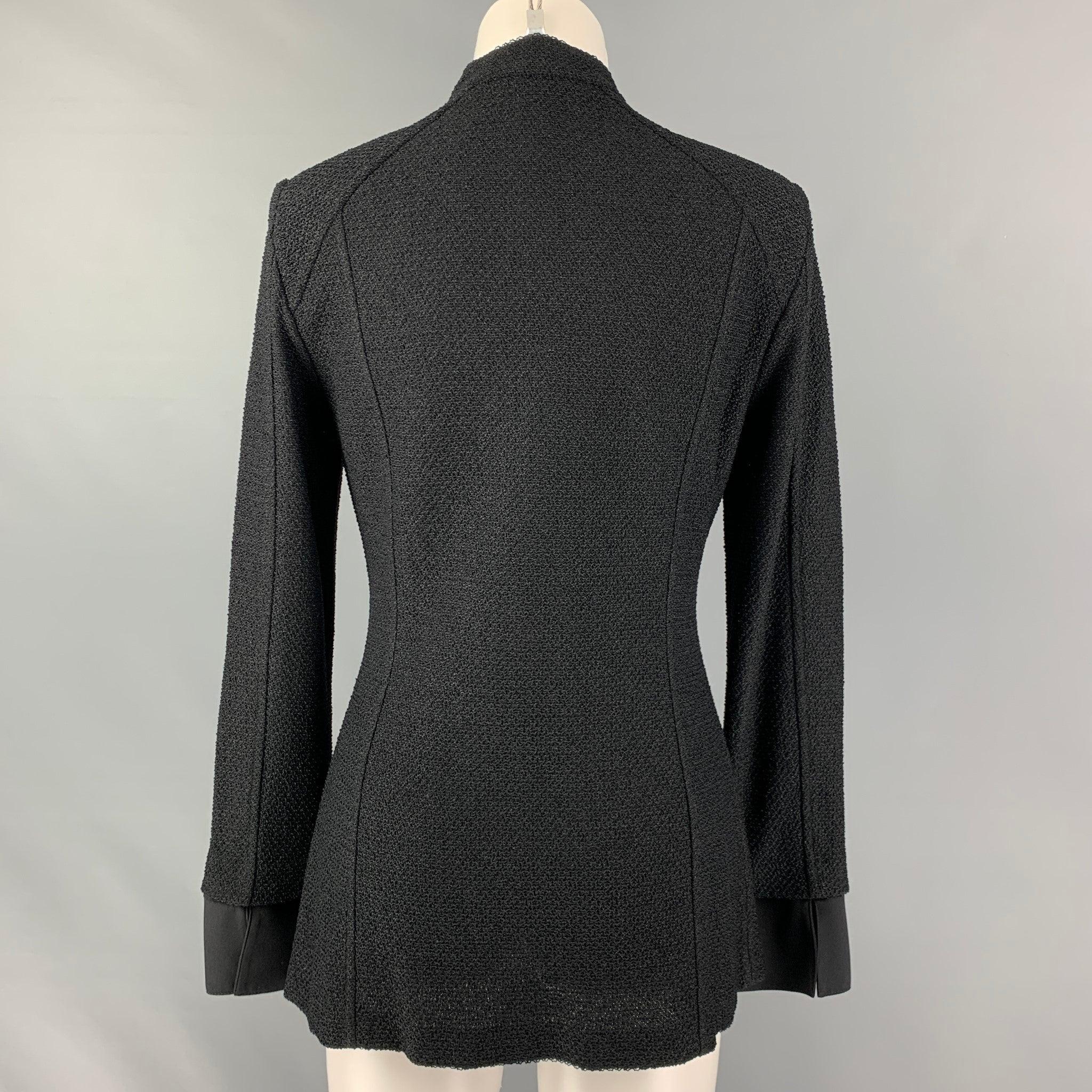 ST. JOHN Size 6 Black Wool Blend Textured Jacket In Excellent Condition In San Francisco, CA