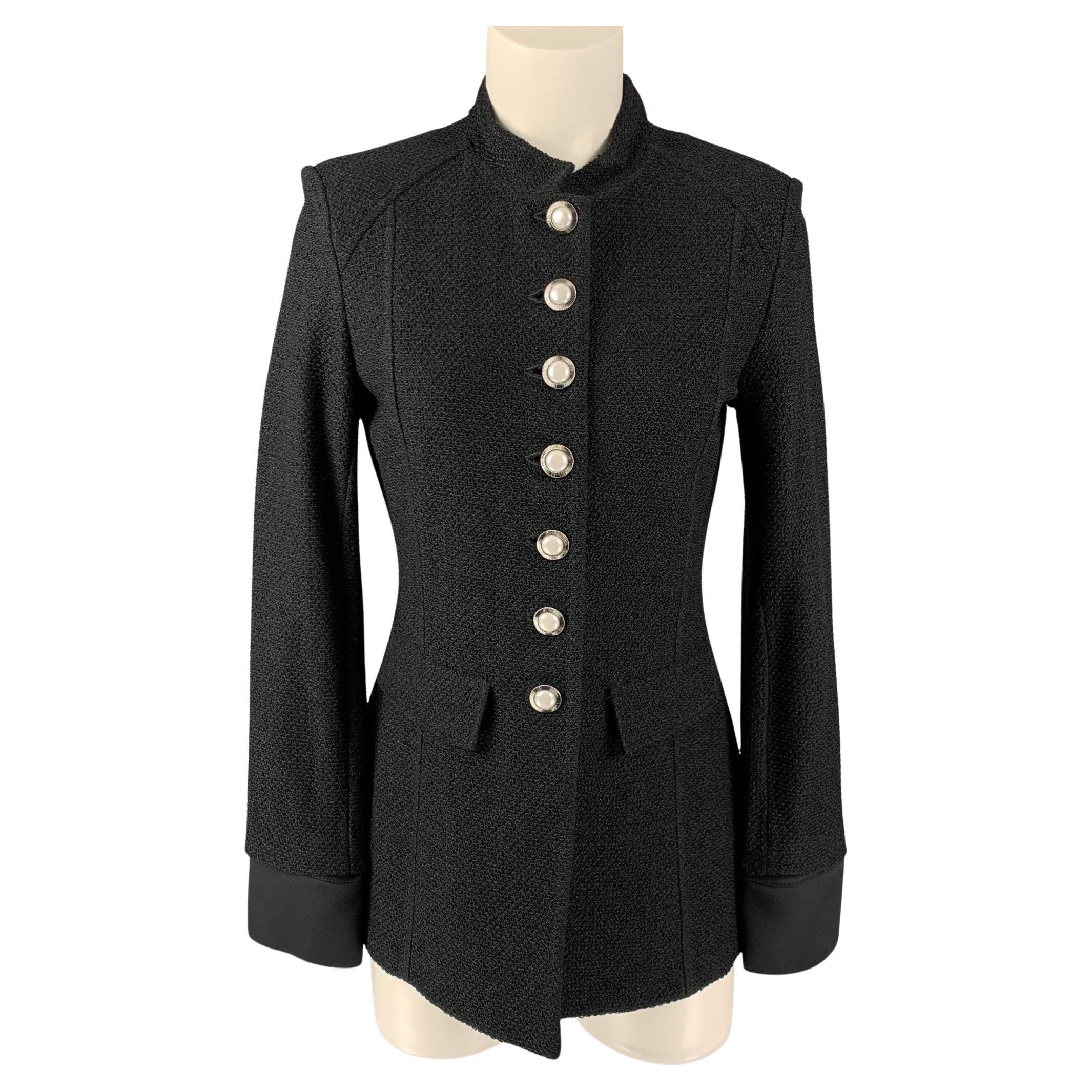 ST. JOHN Size 6 Black Wool Blend Textured Jacket