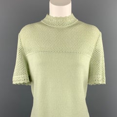 ST. JOHN Size M Green Knit Short Sleeve Top