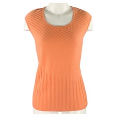 ST. JOHN Size S Orange Ribbed Sleeveless Casual Top