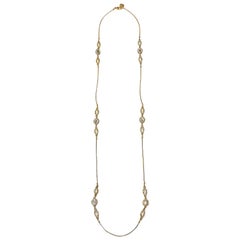Vintage St. John Snake Chain, Rhinestone & Crystal Long Necklace