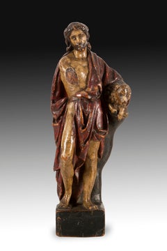 St. John the Baptist, Polychromed Boxwood, Baroque, 17th Century