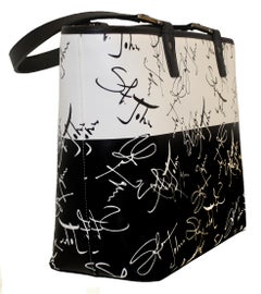 St. John Vintage Black & White Monogram Signature Top Handle Tote
