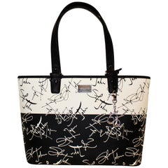 St. John Vintage Black & White Monogram Signature Top Handle Tote