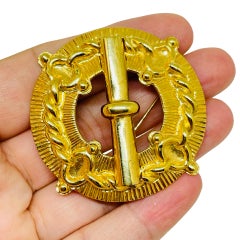 ST JOHN vintage signed gold tone designer brooch