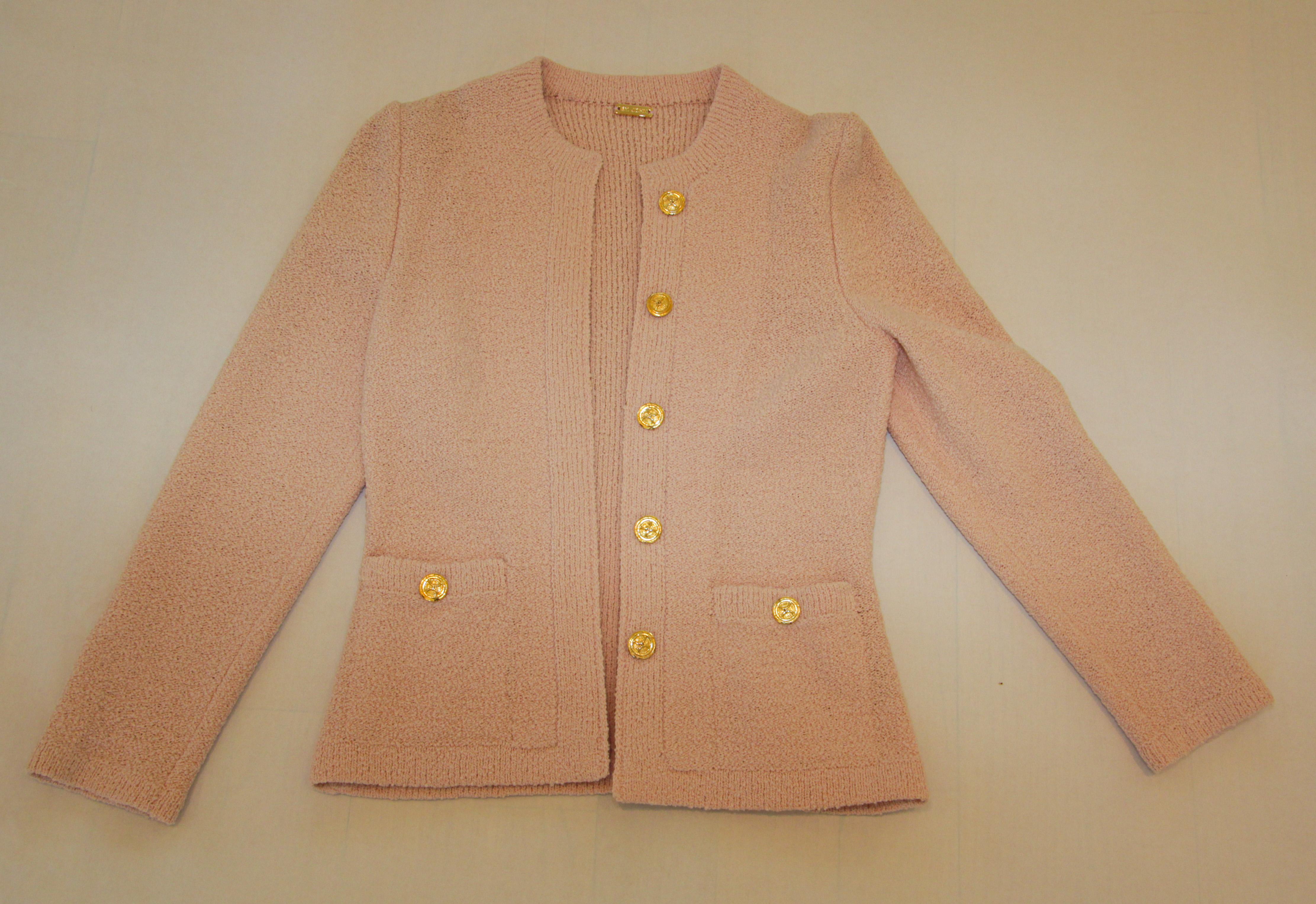 St. John Women Pink Blush Cardigan Sweater Classic Chic For Sale 2