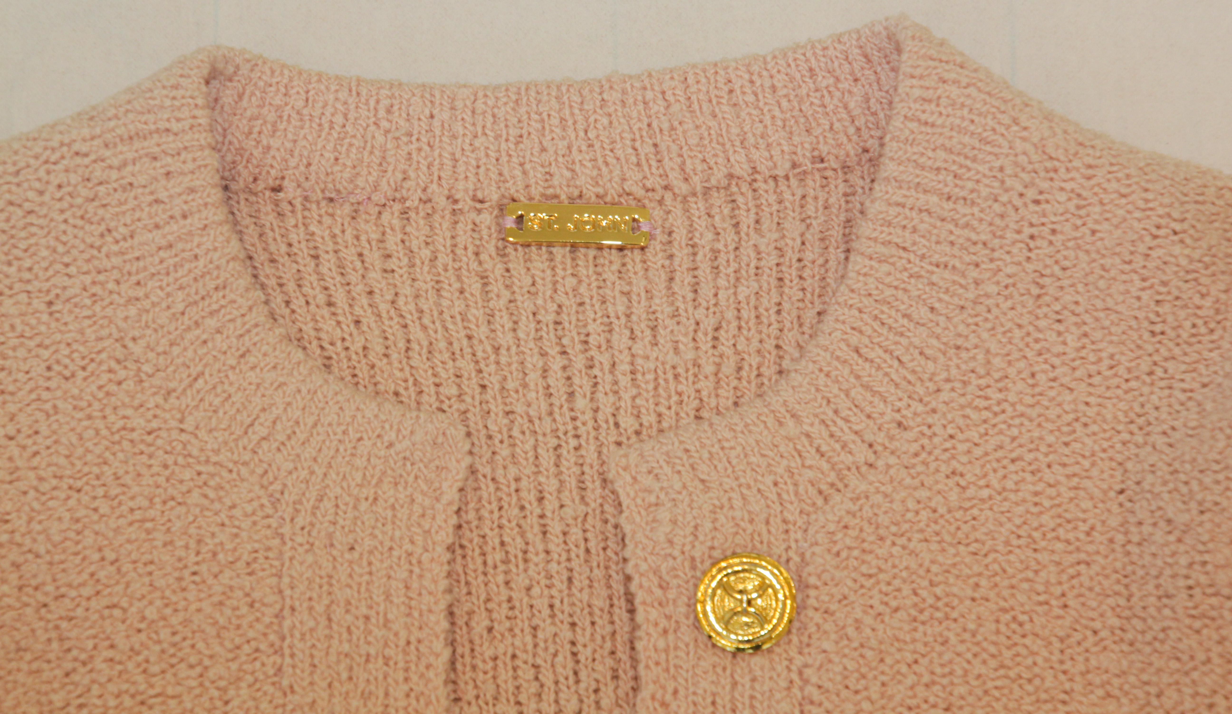 St. John Women Pink Blush Cardigan Sweater Classic Chic For Sale 3