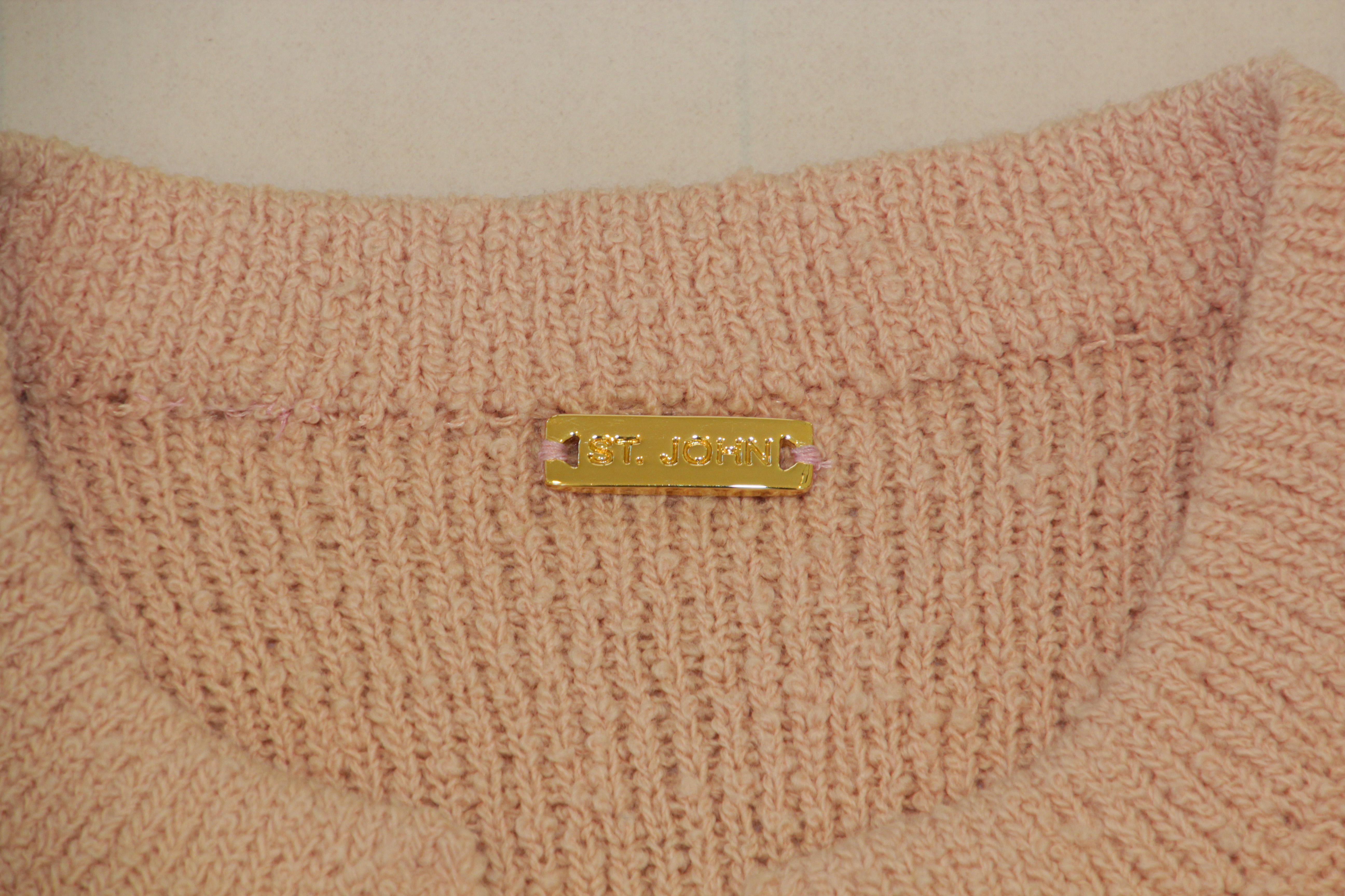 St. John Women Pink Blush Cardigan Sweater Classic Chic For Sale 4