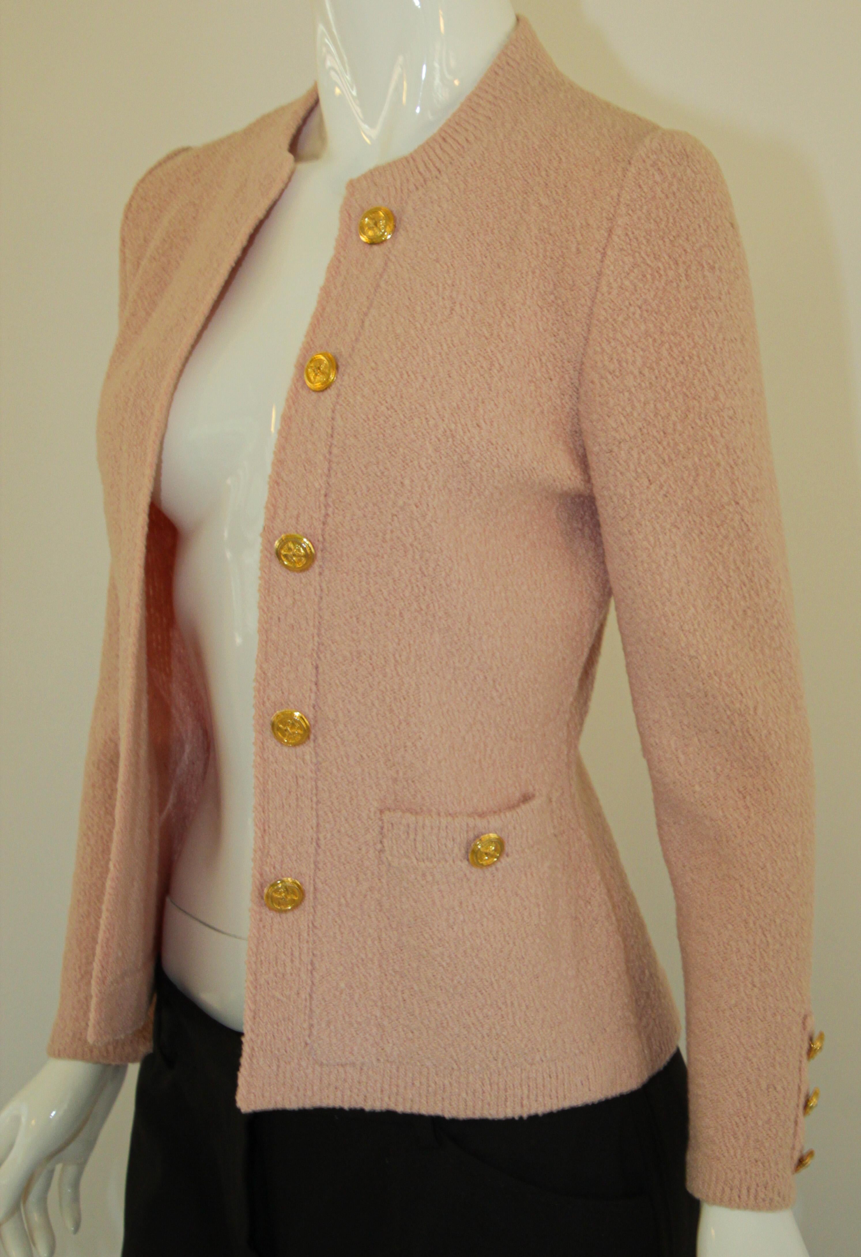 Brown St. John Women Pink Blush Cardigan Sweater Classic Chic For Sale