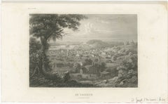 St Joseph Missouri Antiker Druck, Fluss Townes Ansicht, Dampfschiff c.1850