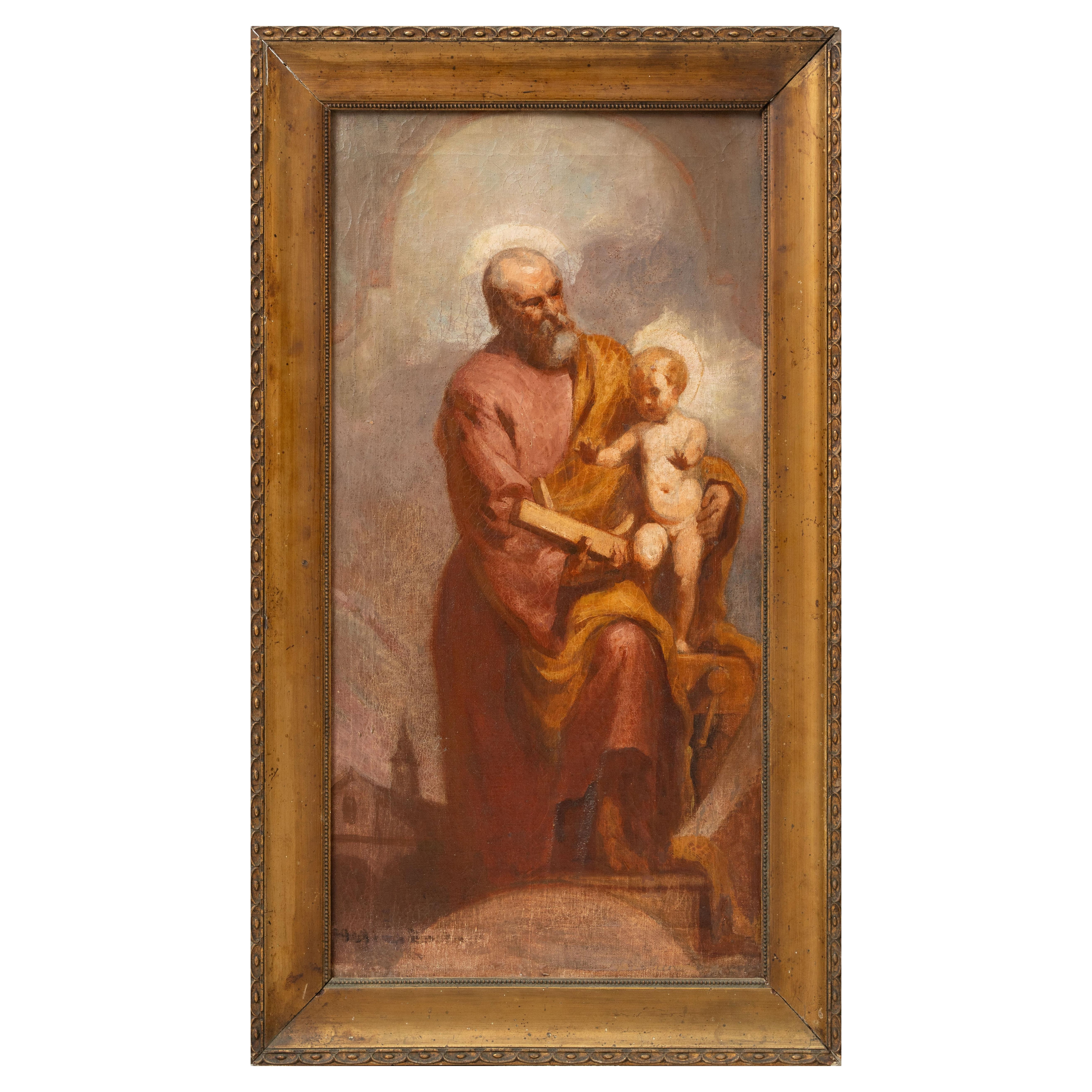 St. Joseph the Worker with the Child Jesus, c. 1900 For Sale