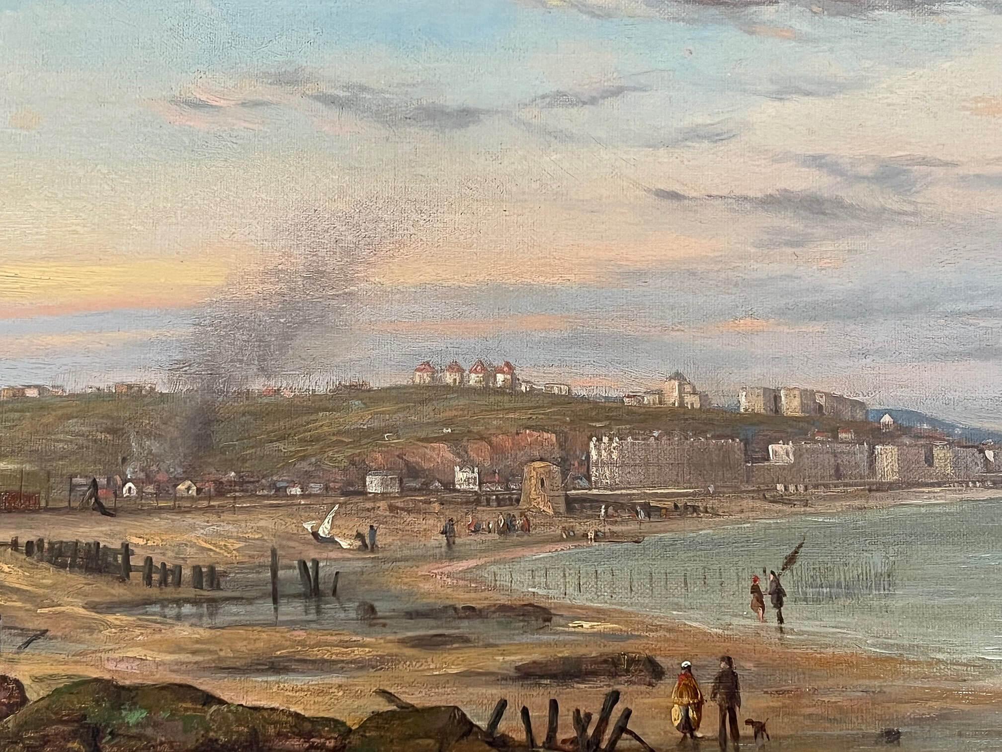 'St. Leonard's-on-Sea Looking East', Oil on Canvas by Thomas Ross, England, 1878 In Good Condition For Sale In Kinderhook, NY