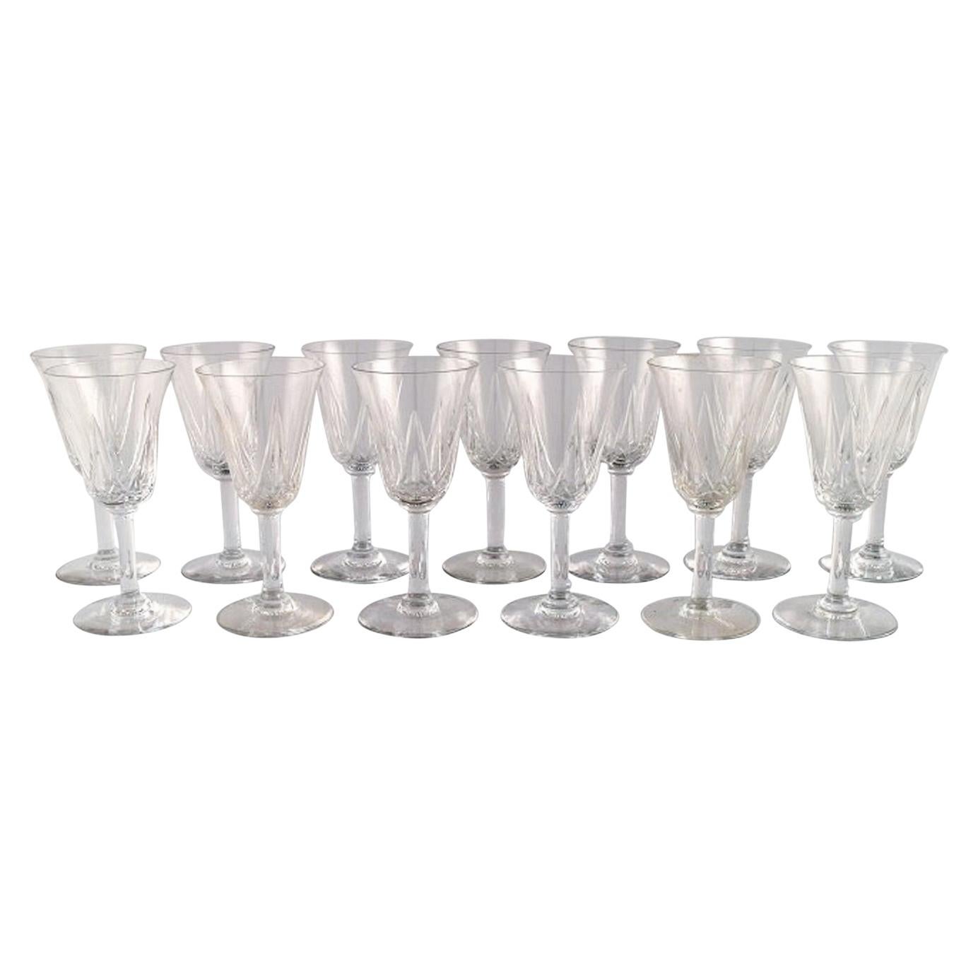 St. Louis, Belgium, 13 Glasses in Mouth Blown Crystal Glass, 1930s-1940s