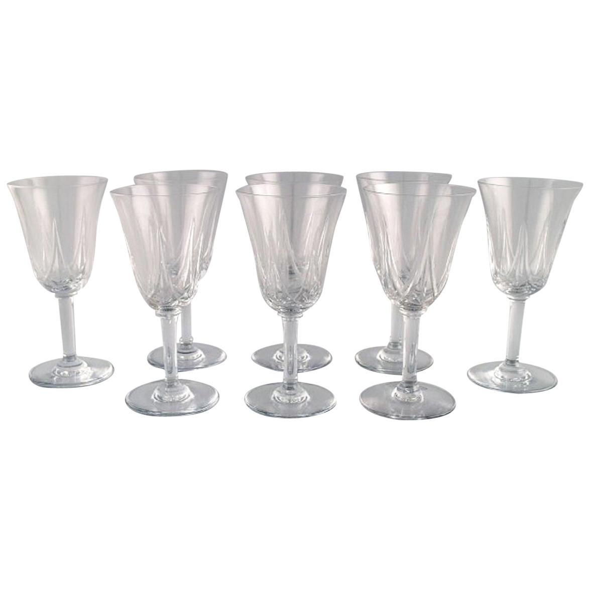 St. Louis, Belgium, Eight Red Wine Glasses in Mouth-Blown Crystal Glasses