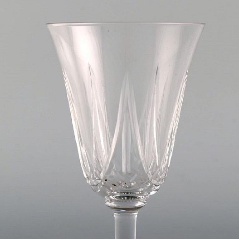 Art Deco St. Louis, Belgium, Three White Wine Glasses in Mouth-Blown Crystal Glass For Sale