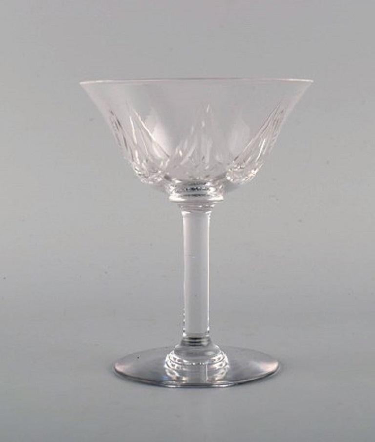 Art Deco St. Louis, Belgium, Twelve Champagne Glasses in Mouth-Blown Crystal Glass For Sale