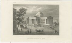 St Louis Court House Antique Print, Missouri Architecture View c.1850