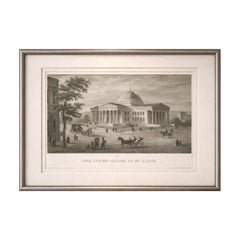 St Louis Court House Antique Print, Missouri Architecture View c.1850