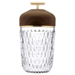 St. Louis Crystal Folia De Madera De Fresno Oscuro Y Latón Con Cristal Transparente