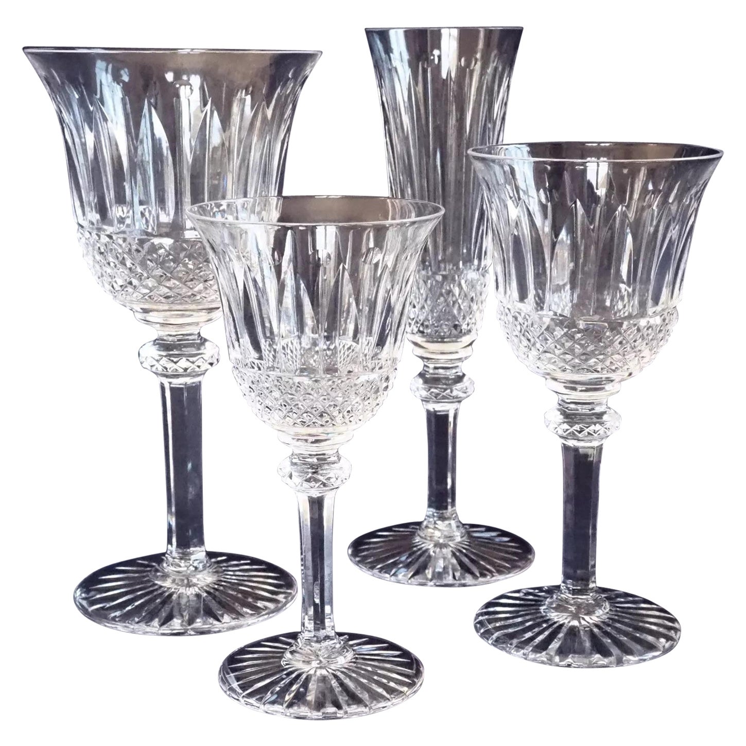 Verres en cristal St Louis, motif Tommy - 4 pièces - signé