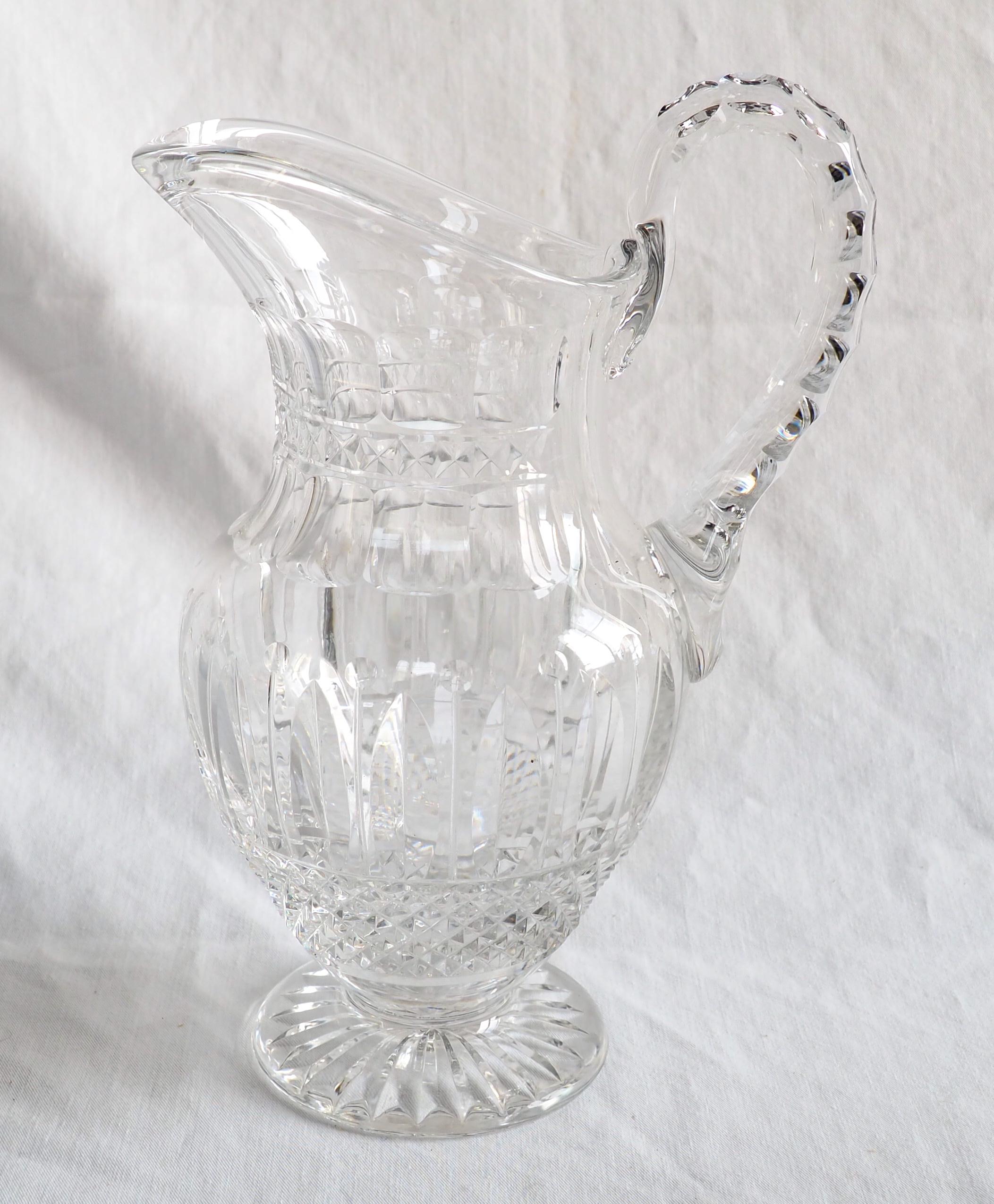 St Louis crystal water pitcher / ewer, Tommy pattern.
Tommy is one of the most successful models of French crystal maker St Louis. Iconic, much refined cut pattern, symbolic of St Louis crystal manufacture savoir-faire and refinement.
Our piece is