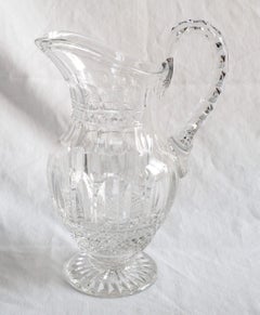 St Louis crystal water pitcher - ewer - Tommy pattern - signed