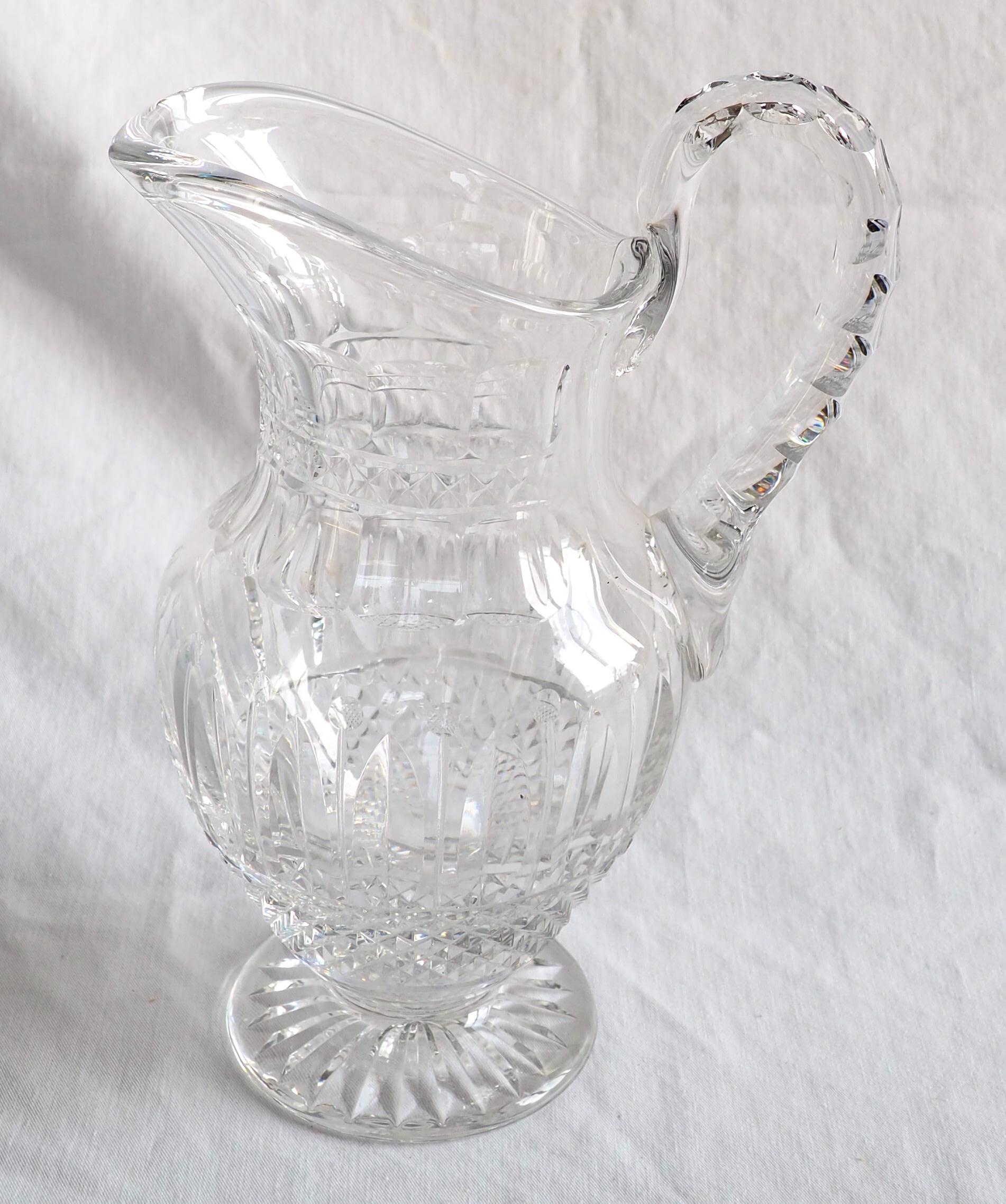 Modern St Louis crystal water pitcher - ewer - Tommy pattern - signed