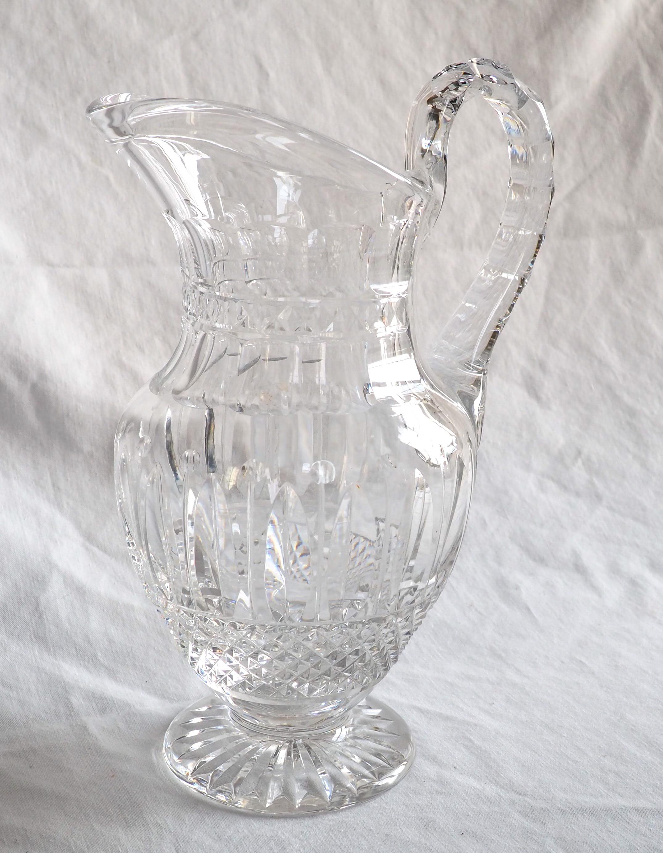 French St Louis crystal water pitcher - ewer - Tommy pattern - signed
