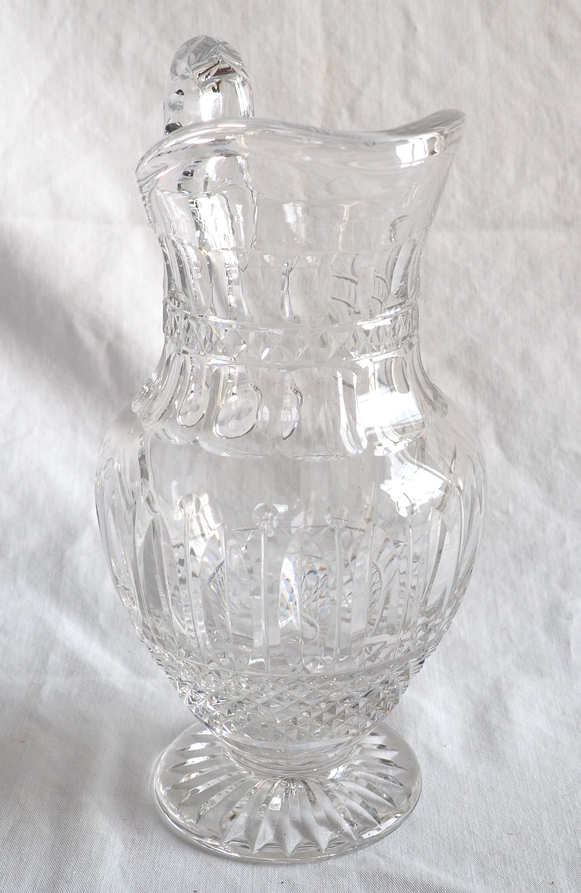 Crystal St Louis crystal water pitcher - ewer - Tommy pattern - signed
