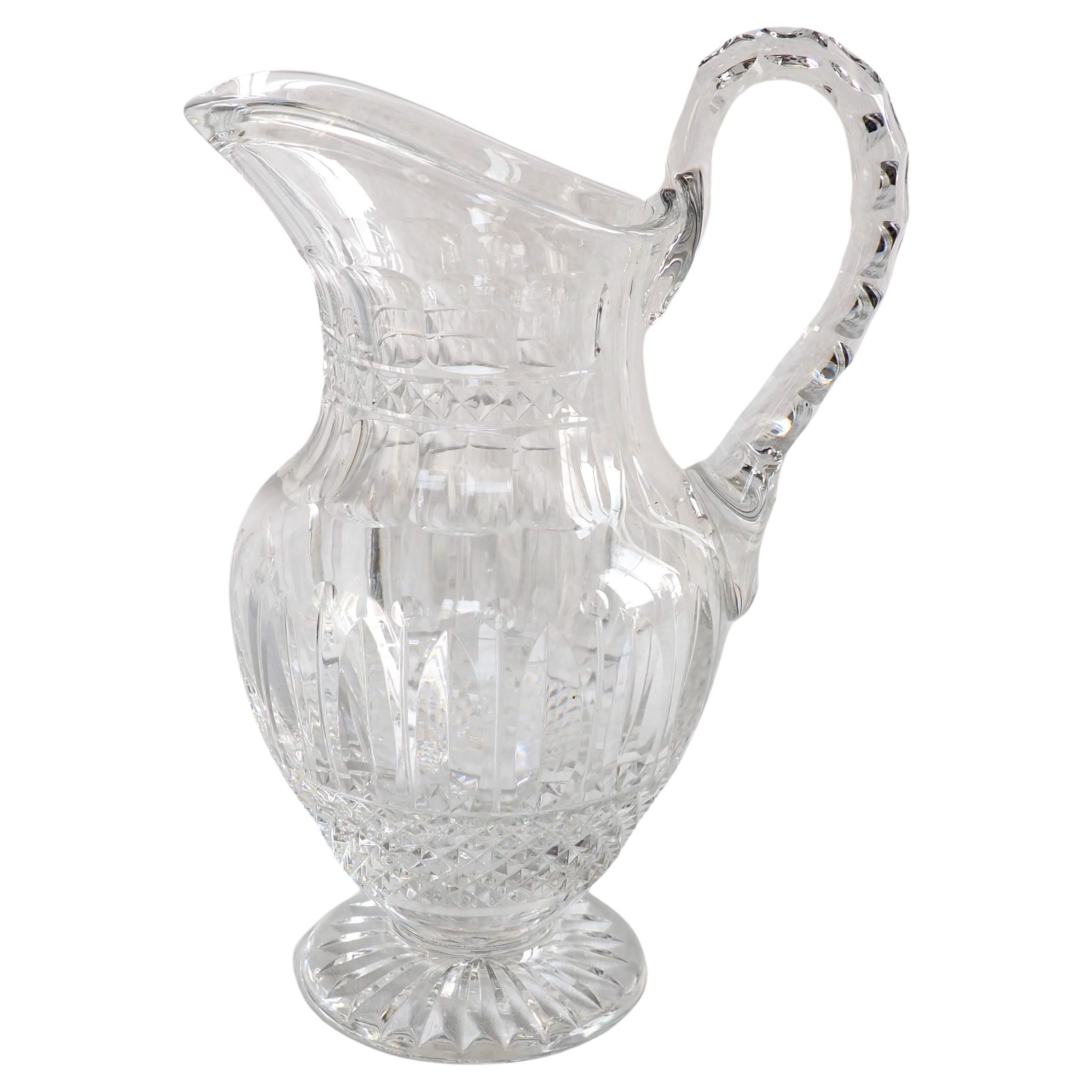 St Louis crystal water pitcher - ewer - Tommy pattern - signed