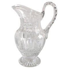 Vintage St Louis crystal water pitcher - ewer - Tommy pattern - signed