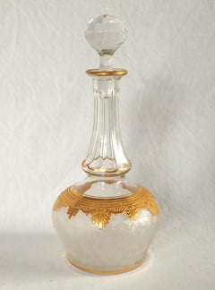 Bottiglia da vino in cristallo di St. Louis Crystal - Motivo "Nelly" dorato - CIRCA 1900