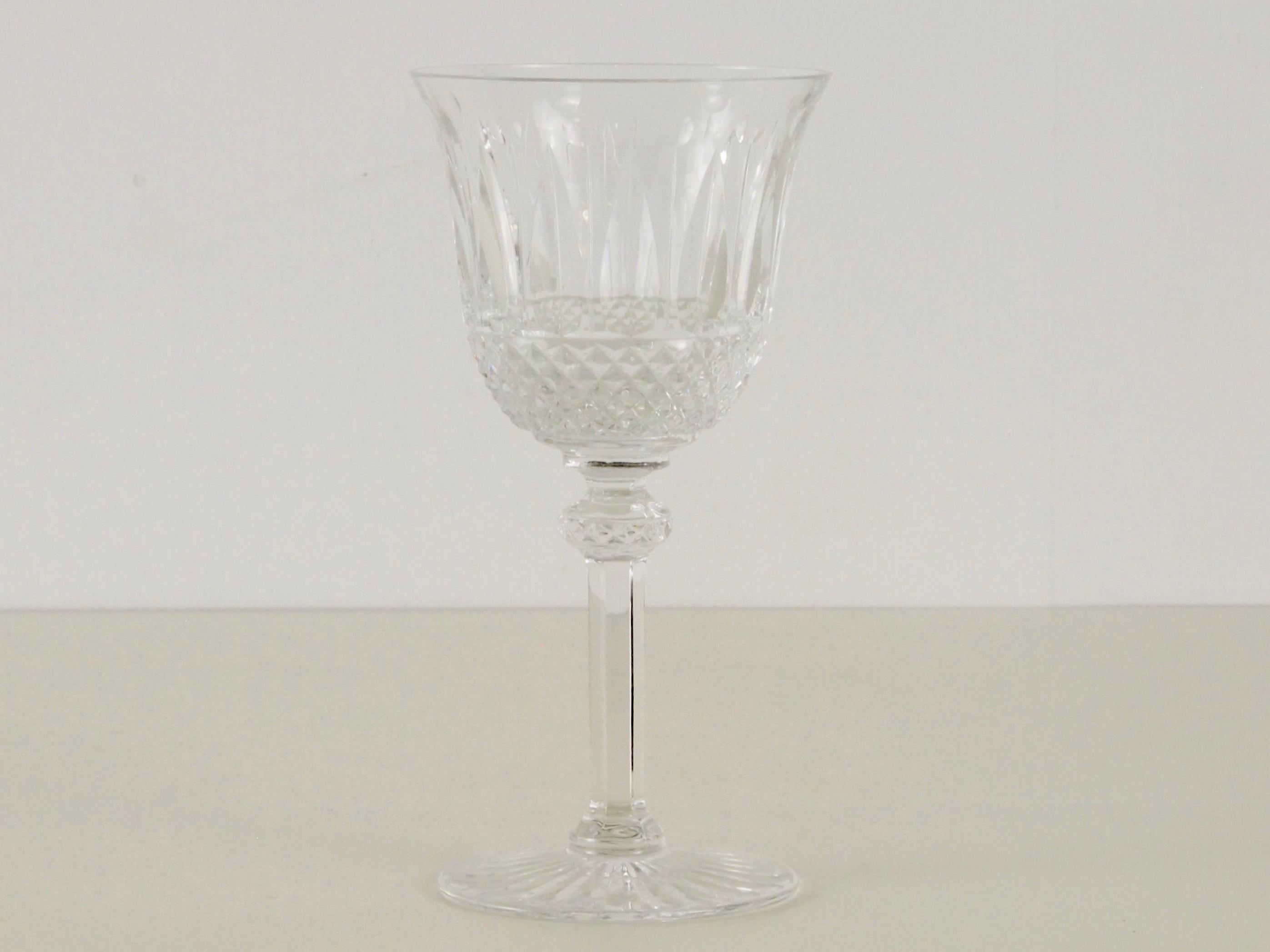 Very rare extensive set of vintage crystal glasses by St. Louis, Crystal, France. 

All glasses are very fine handcut in an exceptional pattern. French cut-crystal is renowned for quality and style. St. Louis, still operating today, is one of