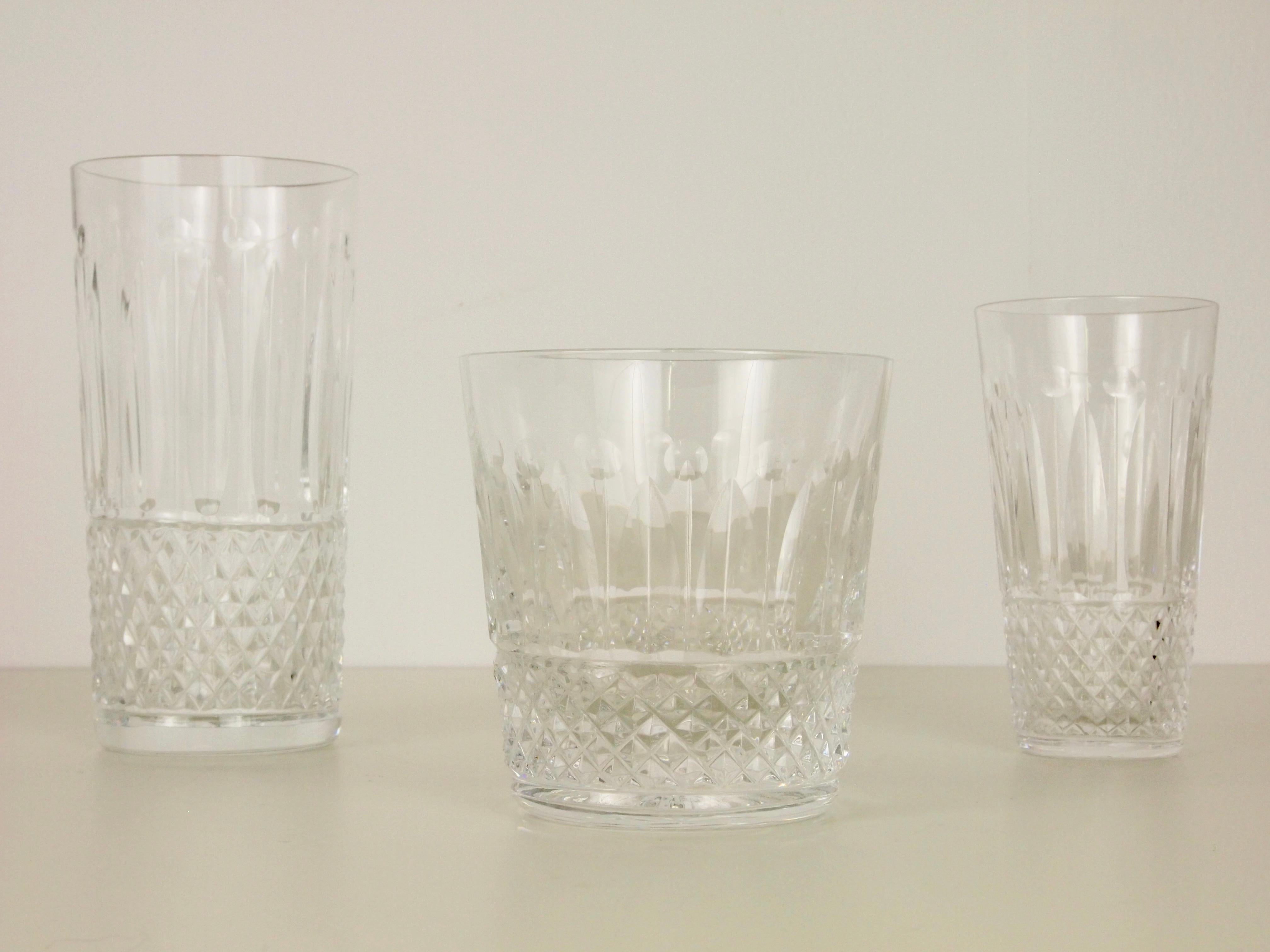 Baroque St. Louis French Extensive Set of 56 Vintage Crystal Drinking Glasses For Sale