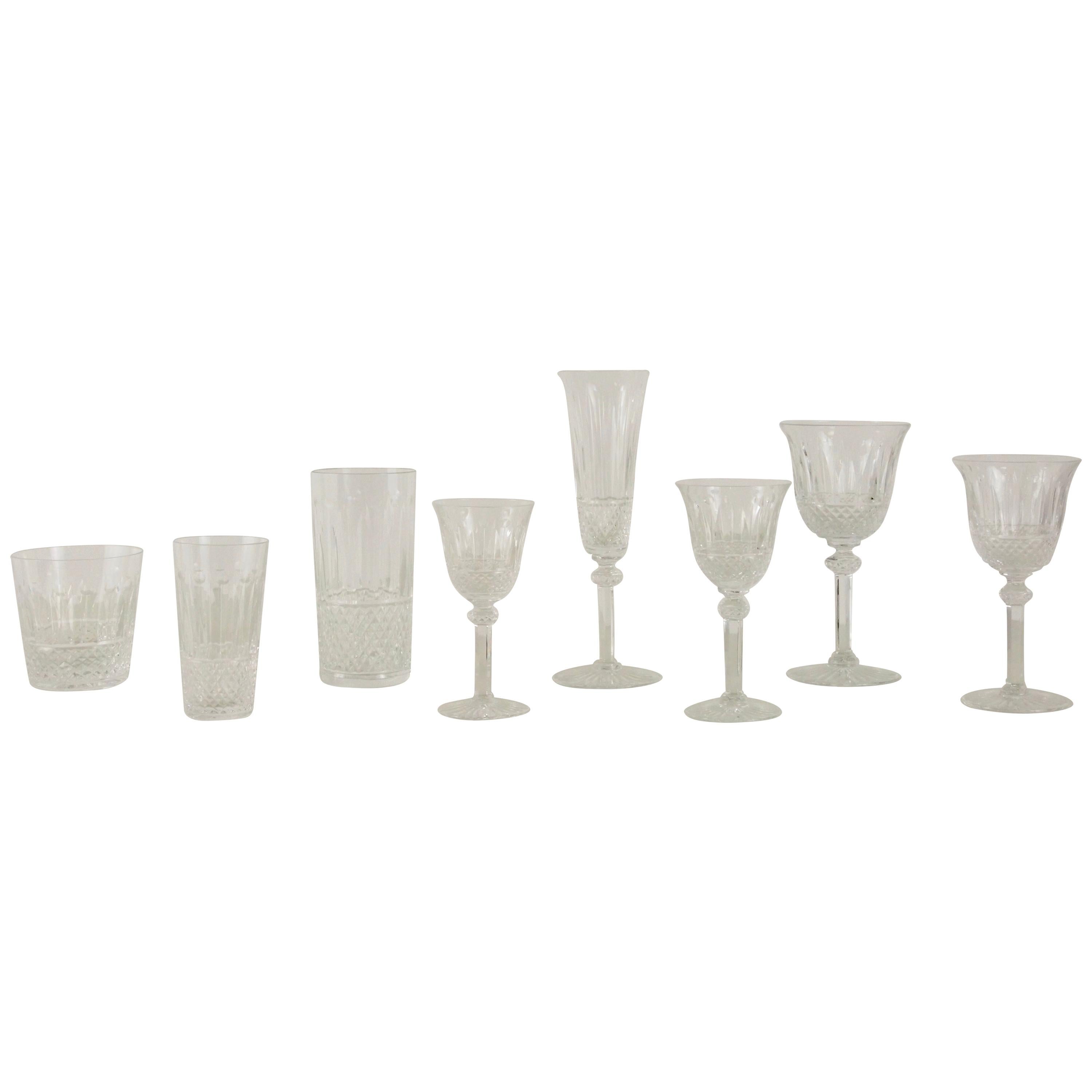 St. Louis French Extensive Set of 56 Vintage Crystal Drinking Glasses For Sale