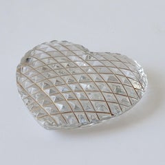 St. Louis Heart Shaped Diamond Cut Glass Paper Weight. Signed.