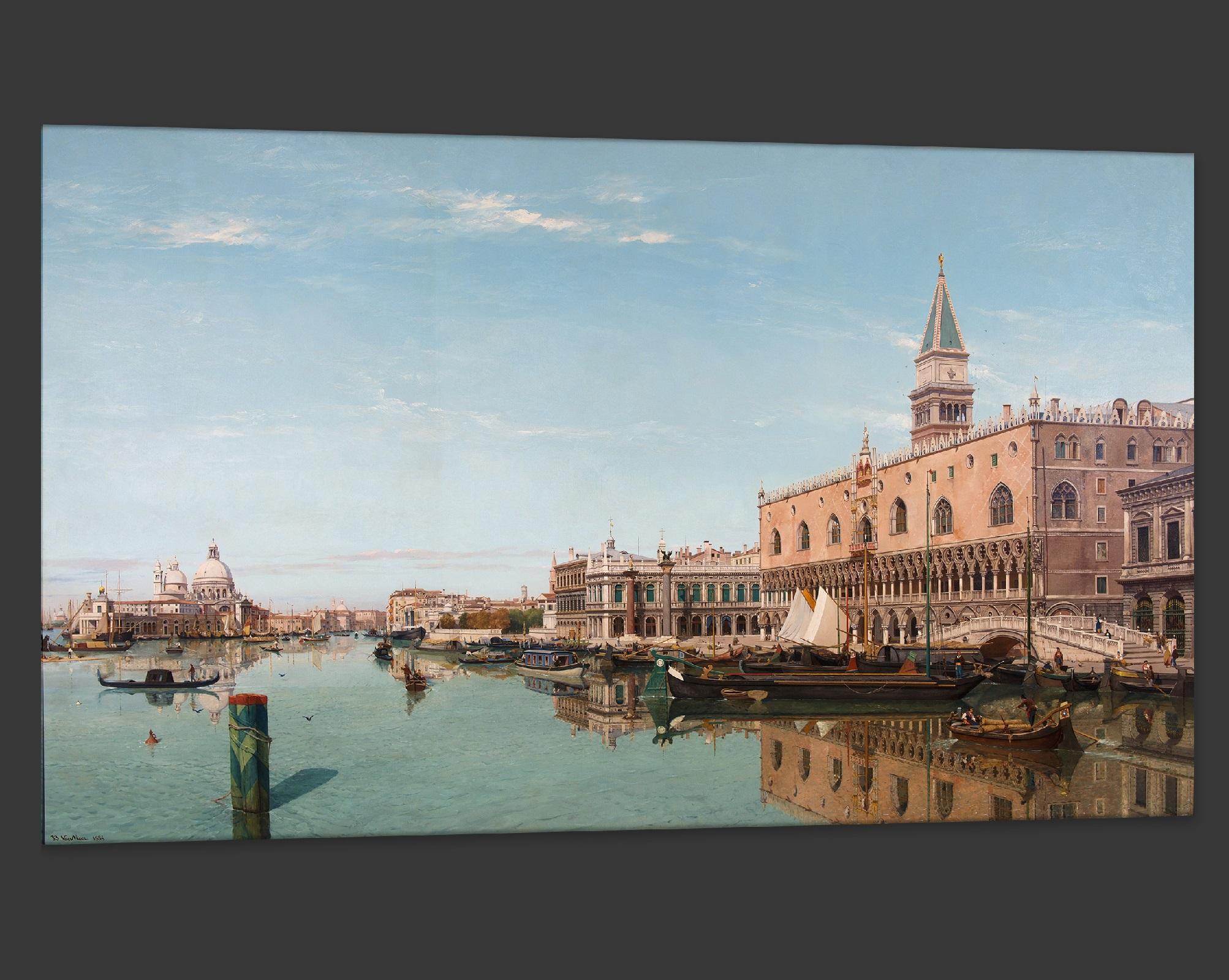 St. Mark’s Plaza and the Doge’s Palace, After Oil Painting by Grand Tour Artist In New Condition For Sale In Fairhope, AL
