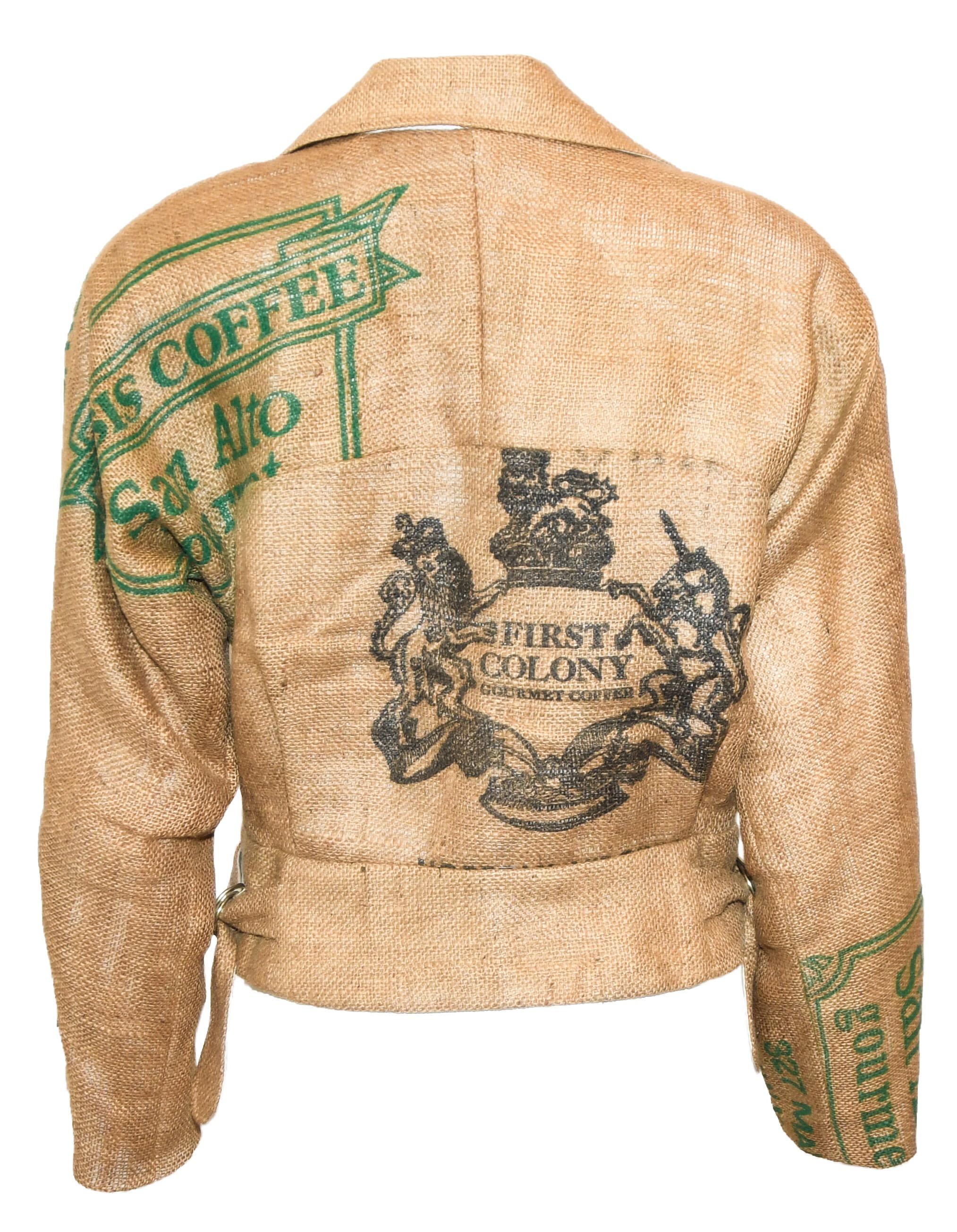 Brown St. Martin by Jeanette Tan Burlap Coffee Sac Bomber Style Jacket