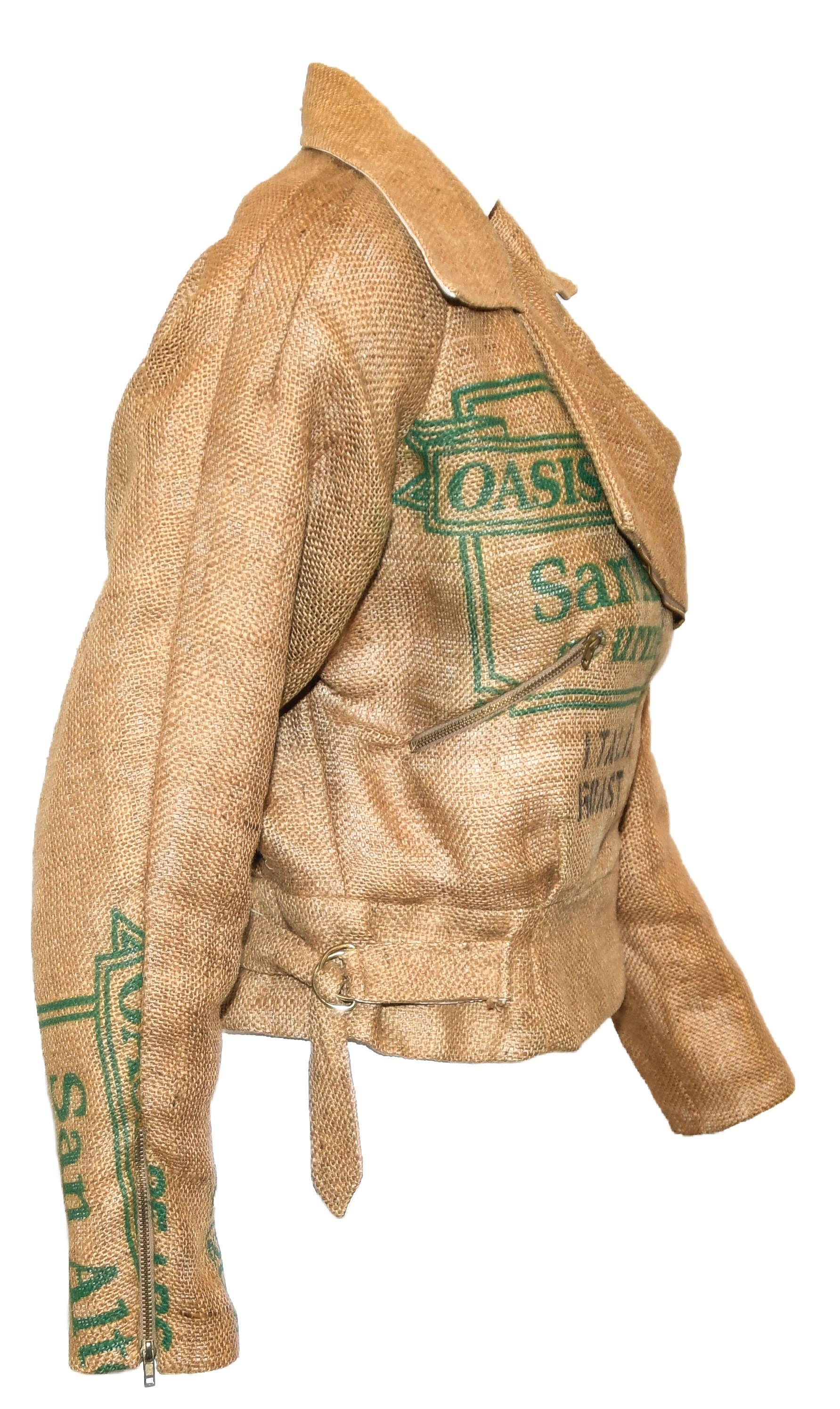 St. Martin by Jeanette Tan Burlap Coffee Sac Bomber Style Jacket In Excellent Condition In Palm Beach, FL