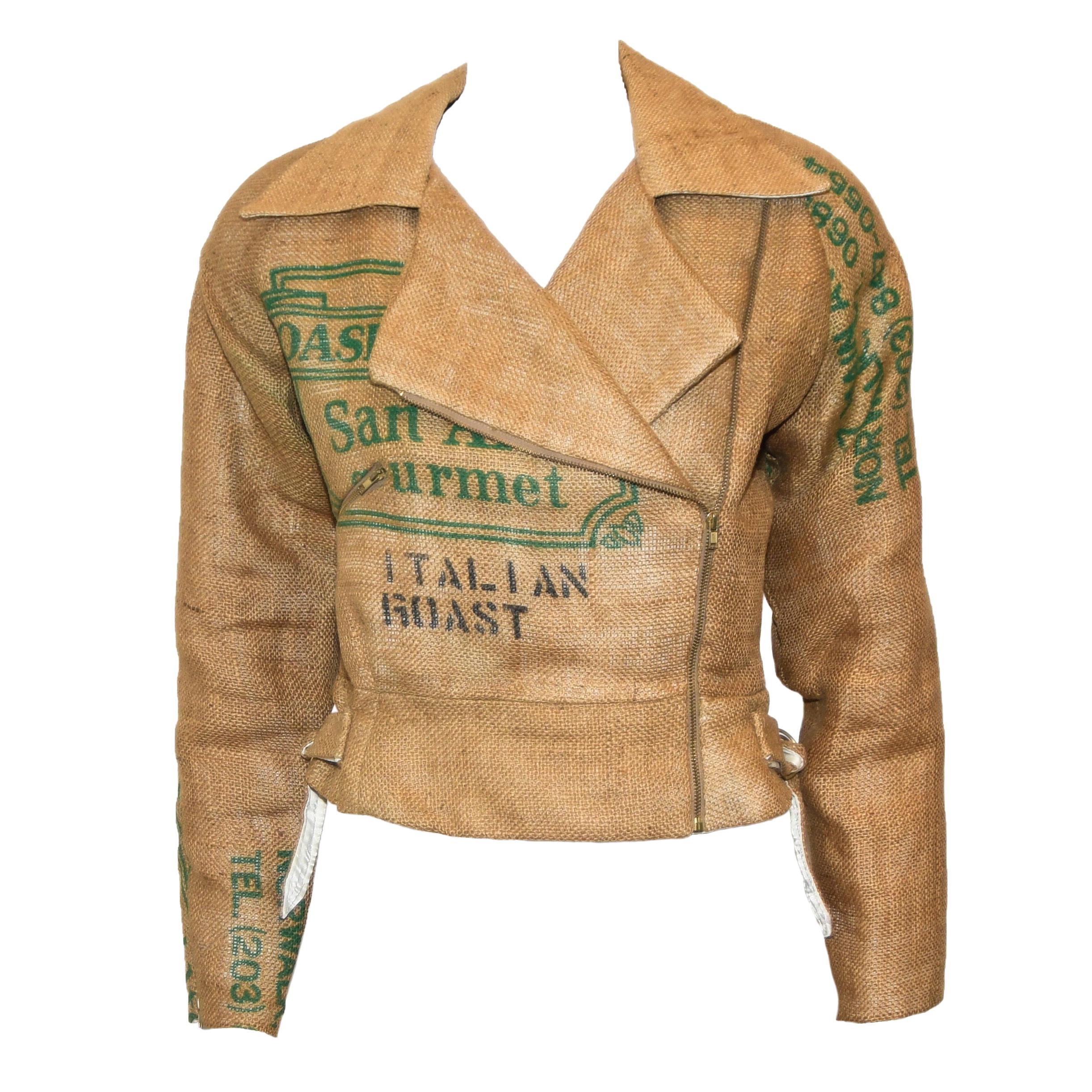 St. Martin by Jeanette Tan Burlap Coffee Sac Bomber Style Jacket