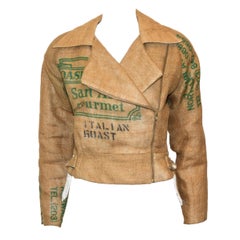 St. Martin by Jeanette Tan Burlap Coffee Sac Bomber Style Jacket 