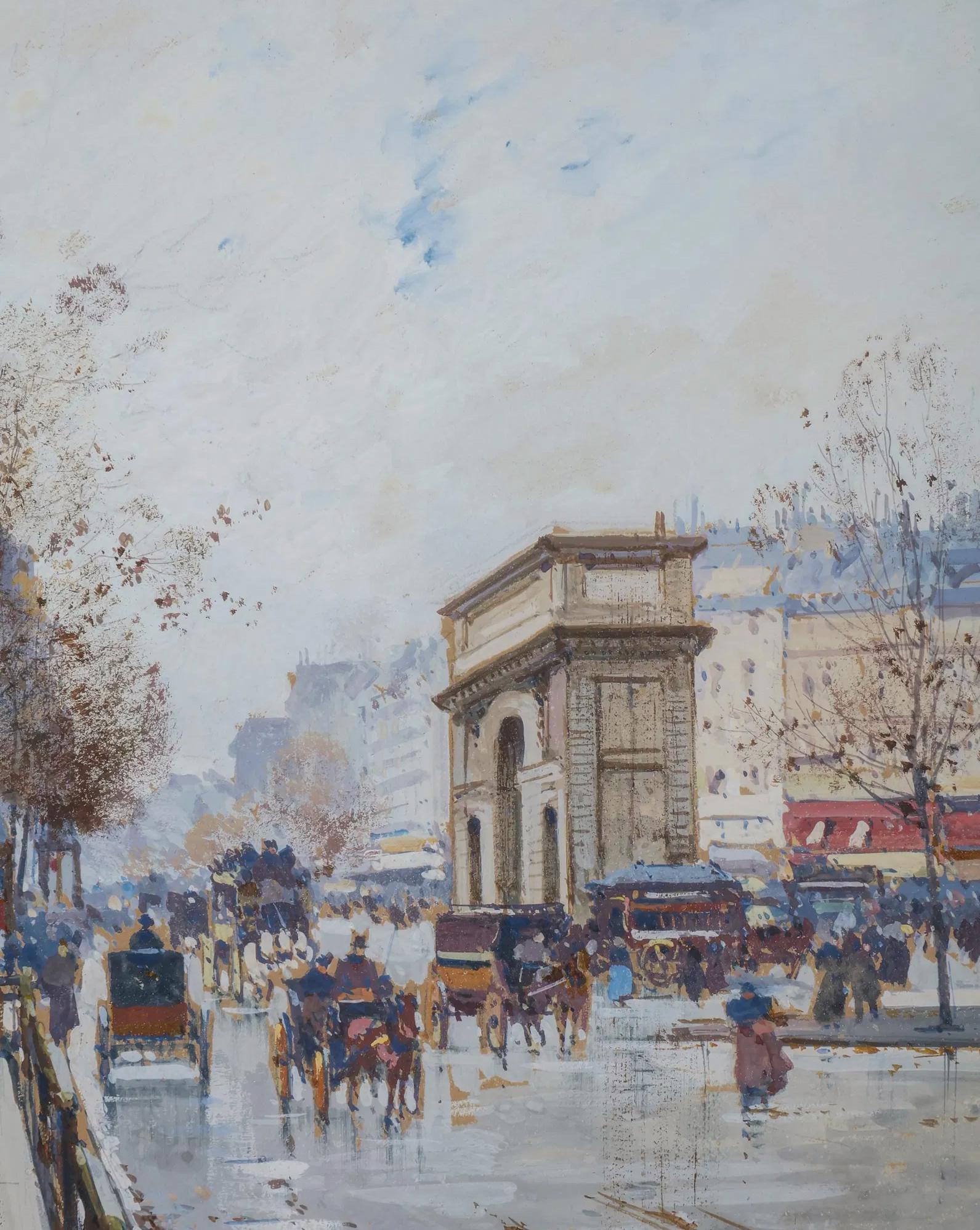 Dipinto ad acquerello e gouache raffigurante una tradizionale strada parigina su carta dell'artista francese Eugene Galien-Laloue.  Presentato in una cornice appropriata e firmato nell'angolo inferiore sinistro.  

Provenienza:
Bradbury Art &