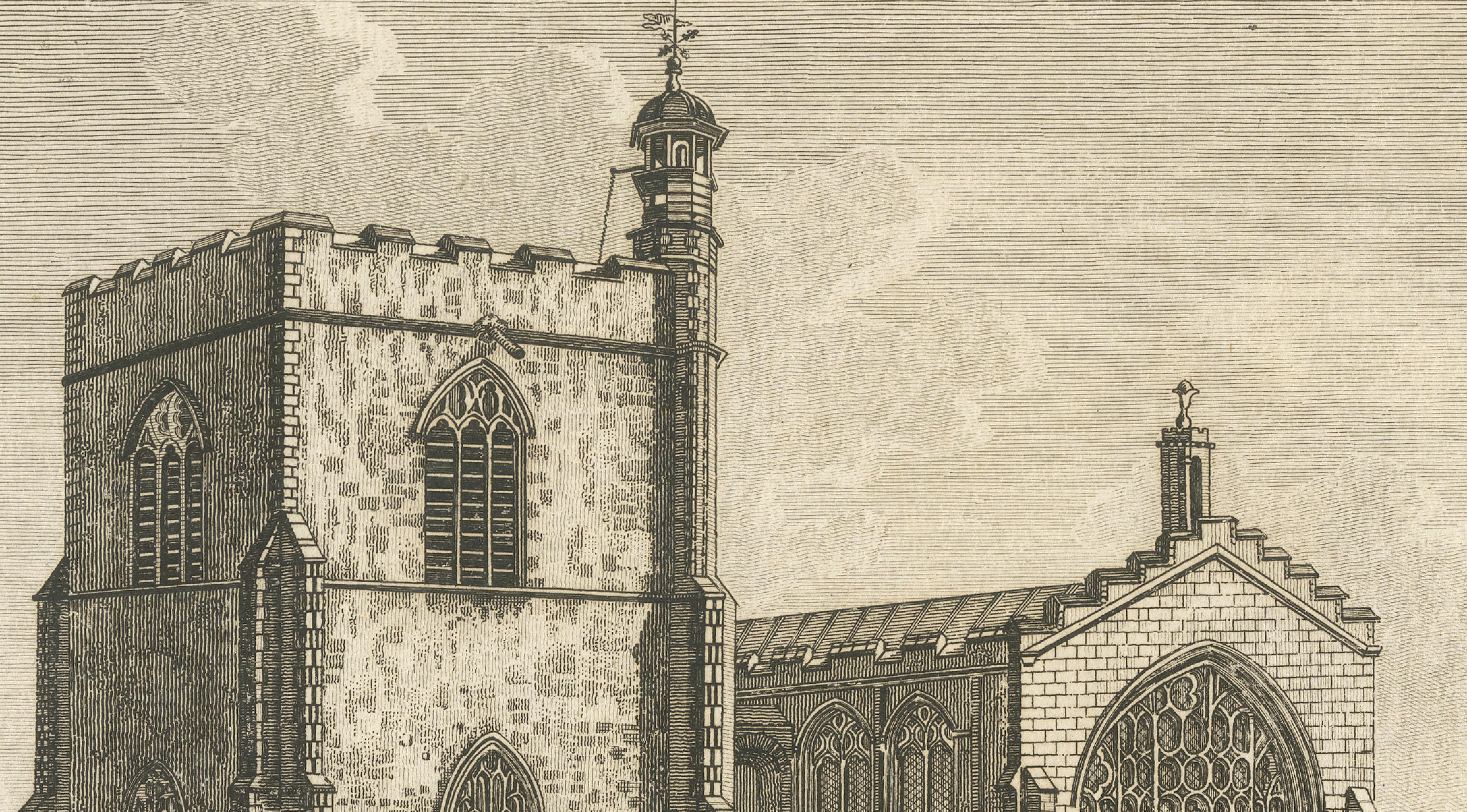 St Mary’s Church, Bury St Edmunds, Suffolk – Antique Engraving, 1779