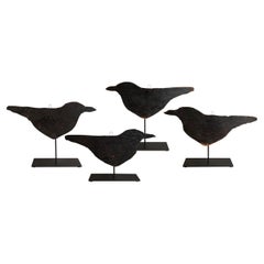 Antique Set of Four American Folk Art Crow Decoys