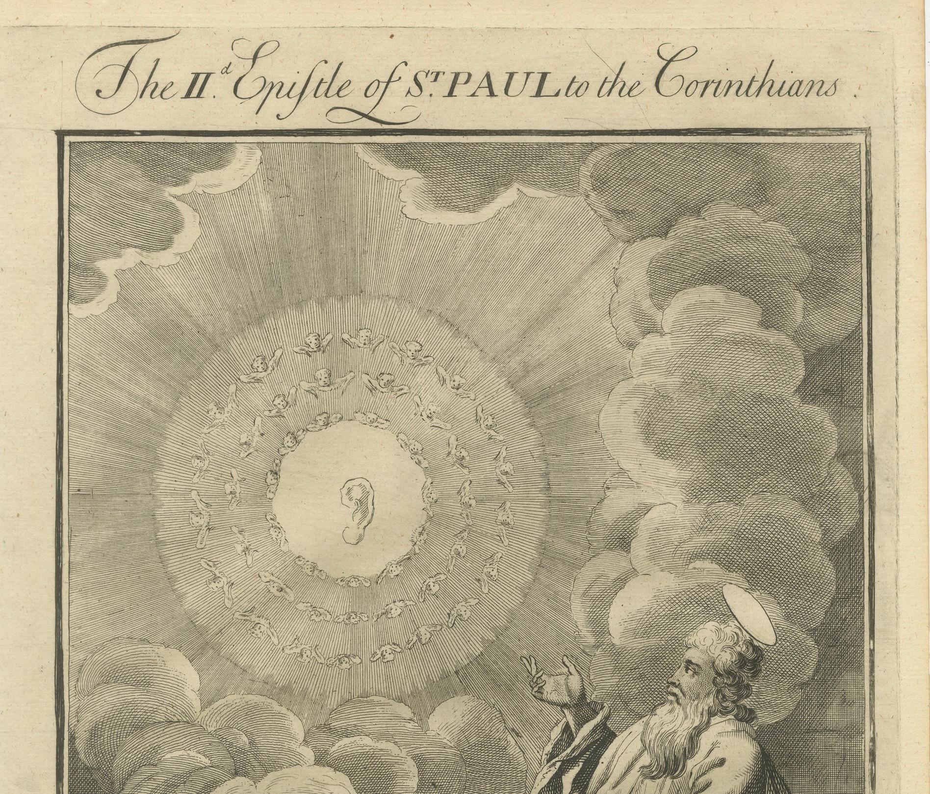 San Paul e i Corinzi - Glorie nelle sofferenze, incisione del 1735 ca. In condizioni buone in vendita a Langweer, NL