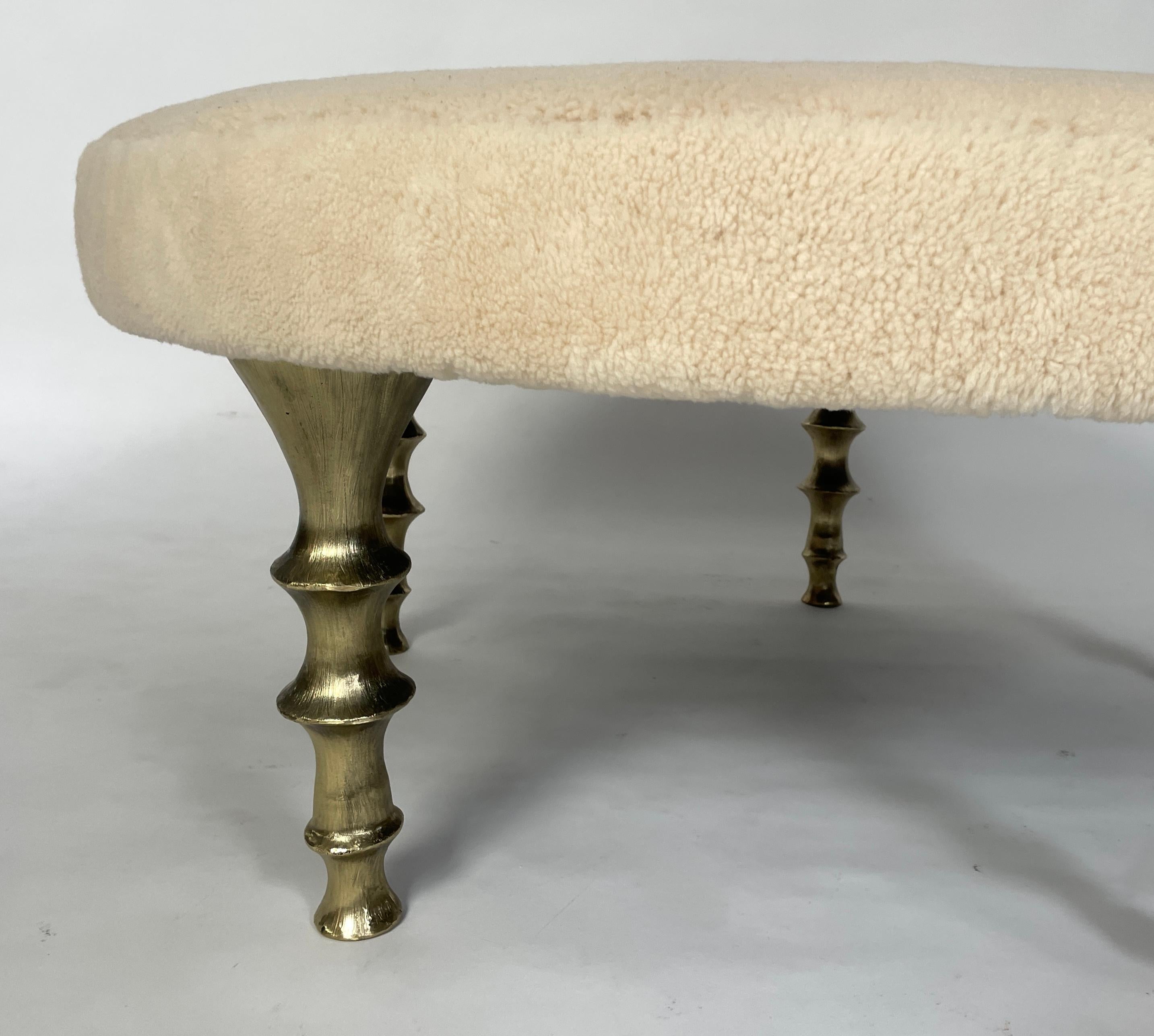 Contemporary St Paul Ottoman, Gold Bronze Legs For Sale