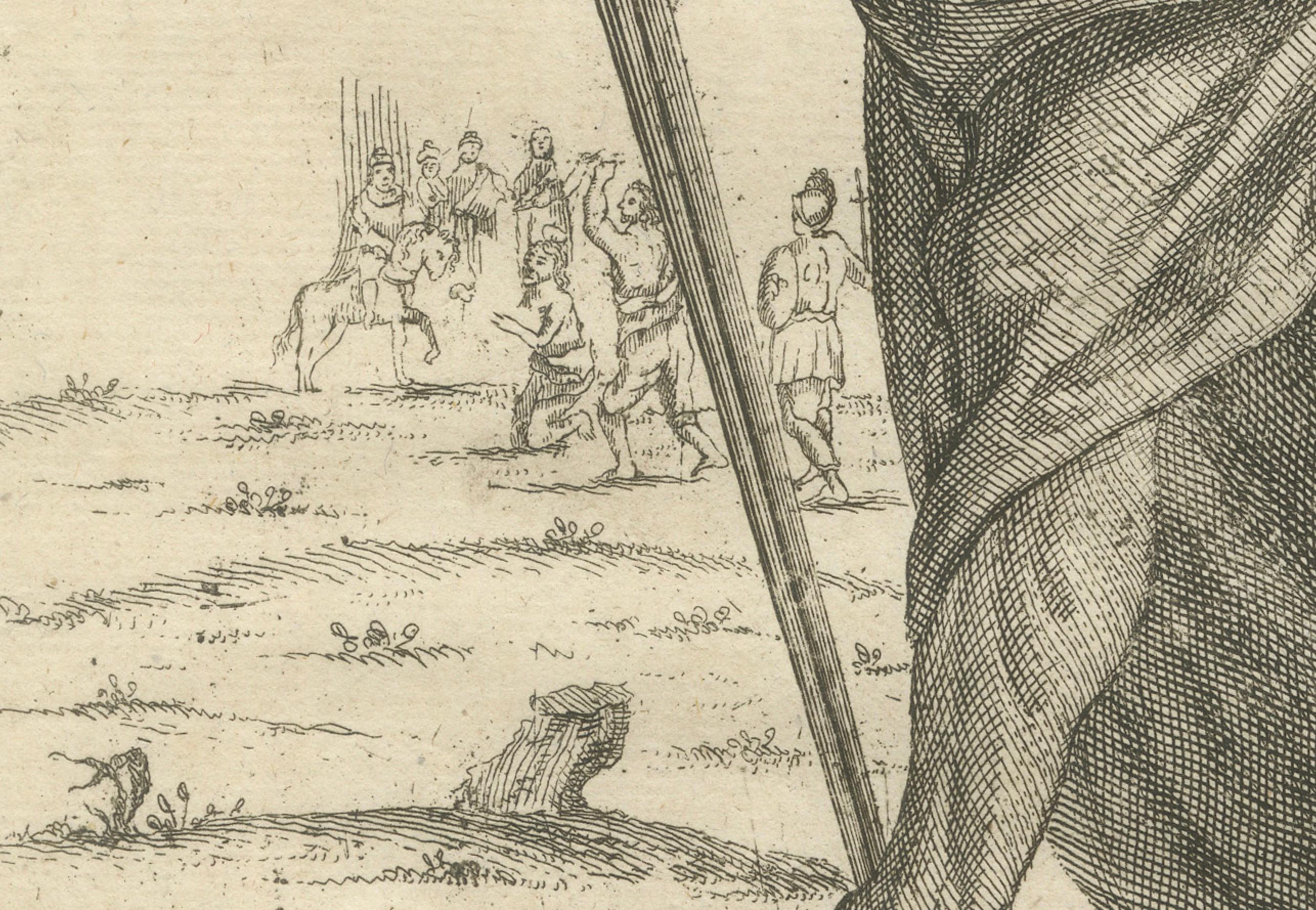 Der heilige Apostel Paulus - Vision und Bekehrung, Apostelgeschichte IX Kupferstich um 1735 (Graviert) im Angebot